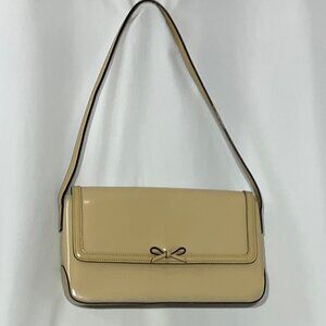 Shoulder Bag Faux Patent Leather Beige-ish Purse with Bow
